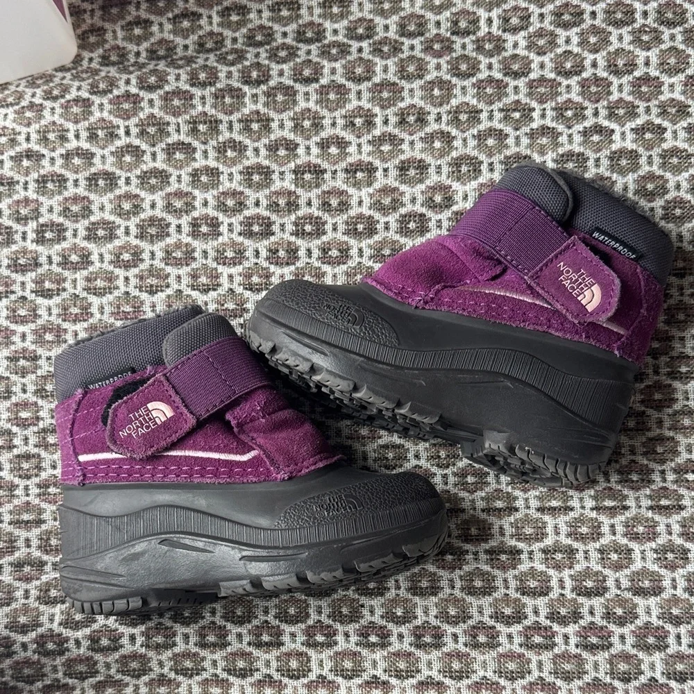 The North Face Kids Alpenglow II Purple Gray Snow Insulated Boots Toddler Size 6